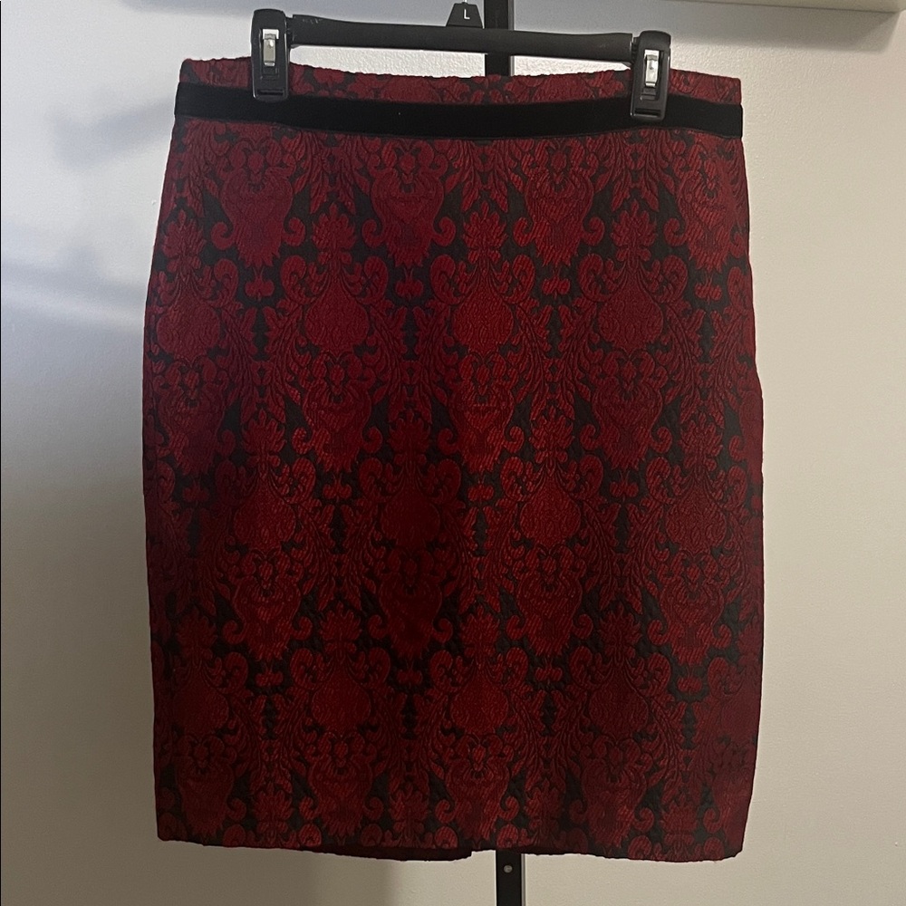 Talbots Red and Black Floral Pencil Skirt Sz 12 women’s skirt  #614